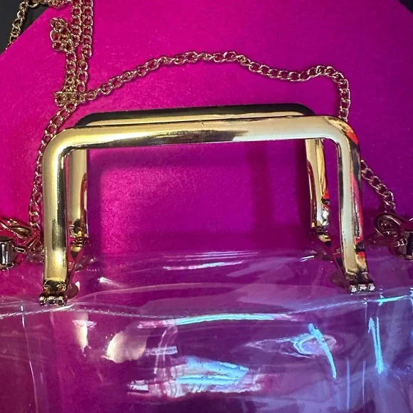 NIP Clear PVC Crossbody with gold chain. Gold hardware- wallet not included. - Picture 4 of 7